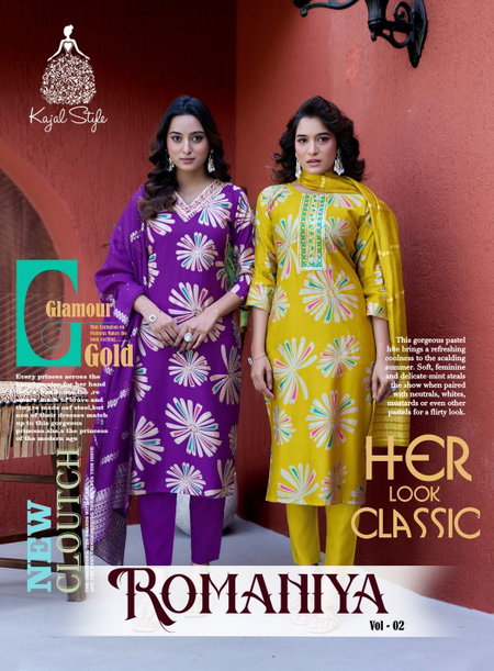 Romaniya Vol 2 By Kajal Style Vertican Wholesale Kurti With Bottom Dupatta In India